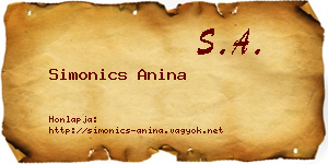 Simonics Anina névjegykártya